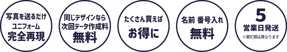 ユニフォーム フルオーダーの特徴