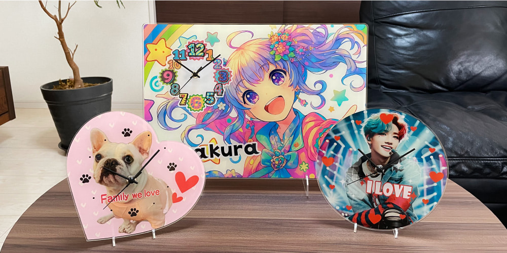 アクリル時計 推し活 犬 イラスト