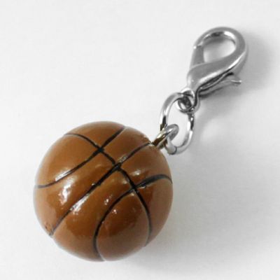 スポーツチャーム （ □ 茶色バスケットボール） ミニチャーム 卒部記念品 卒団記念品
