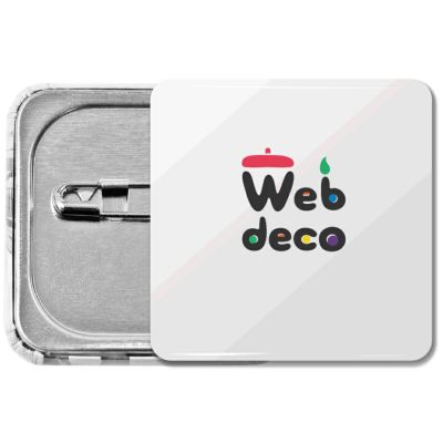 Web deco 缶バッジ 【 スクエア 】【□ ピン 】【 4個セット 】ウェブデコ  父の日 プレゼント 子どもの絵 写真 自作 ギフト ◇ID