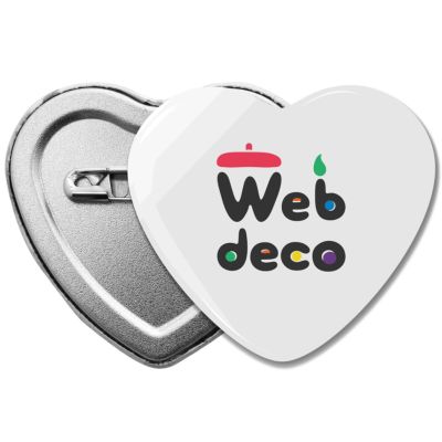 Web deco 缶バッジ 【 ハート 】【□ ピン 】【 4個セット 】ウェブデコ  母の日 プレゼント 孫 犬 猫 写真 自作 ペットグッズ ◇ID