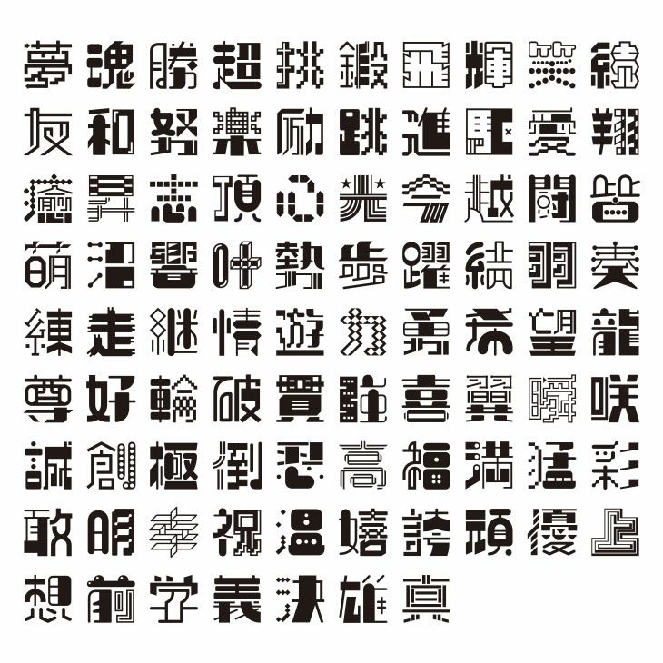 一文字漢字　種類