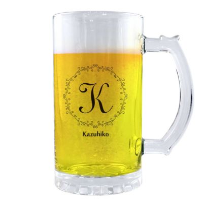 【推し活におすすめ！】イニシャル グッズ｜ ビールジョッキ 【□透明】【□ イニシャル 】(簡単オーダー)  母の日 父の日 敬老の日プレゼント