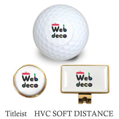 Web deco ゴルフボール・マーカーセット【□ゴルフボール3個入り】【□ Titleist HVC SOFT DISTANCE 】 【□ ゴールド】タイトリストボール　ウェブデコ  父の日 プレゼント 子どもの絵 写真 自作 ギフト ◇ID