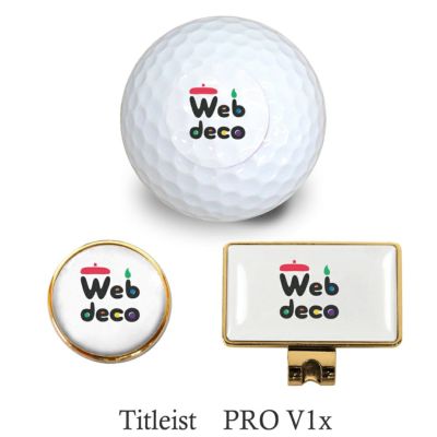 Web deco ゴルフボール・マーカーセット【□ゴルフボール3個入り】【□ Titleist PRO V1x 】【□ ゴールド】 タイトリストボール ウェブデコ  父の日 プレゼント 子どもの絵 写真 自作 ギフト ◇ID