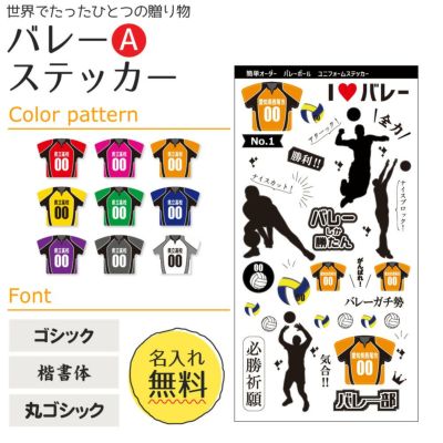 【〇 バレーボール Aタイプ】【〇ステッカー】 ユニフォーム 簡単オーダー 卒部記念品 卒団記念品